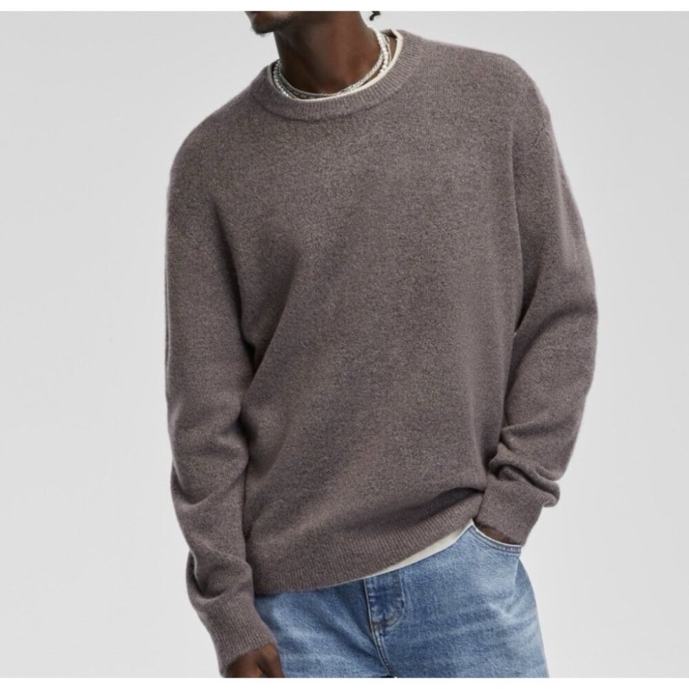 NWT Mode of One Relaxed-Fit Cozy Soft Moon Brown Long Sleeve Sweater Mens M